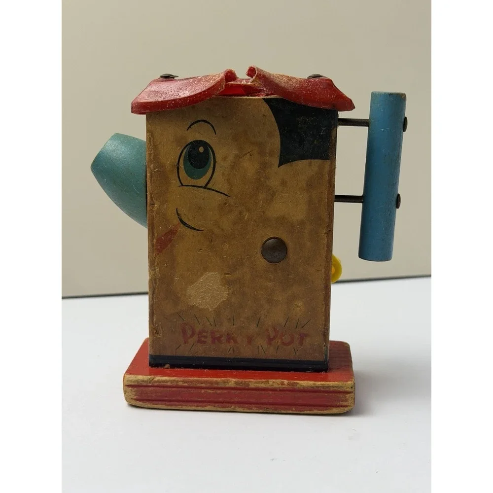 Fisher Price Wooden / Vintage Plastic Perky Pot Toy *Read*
